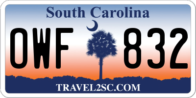 SC license plate OWF832