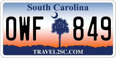 SC license plate OWF849