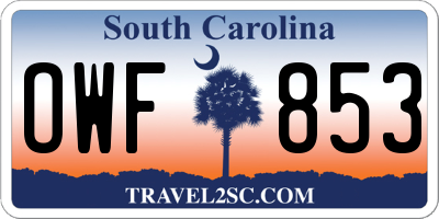 SC license plate OWF853