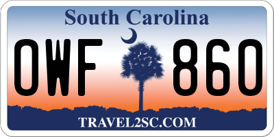 SC license plate OWF860