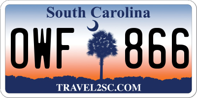 SC license plate OWF866