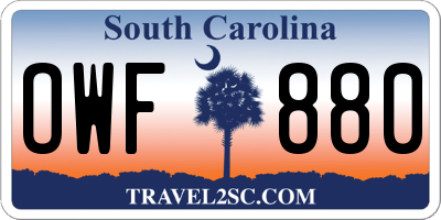 SC license plate OWF880