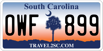 SC license plate OWF899