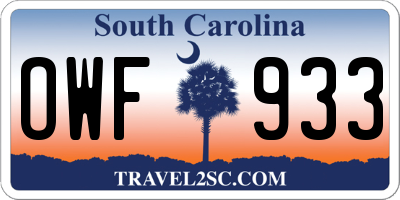 SC license plate OWF933