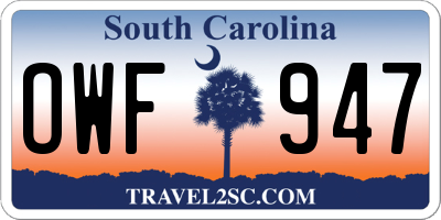 SC license plate OWF947