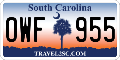 SC license plate OWF955