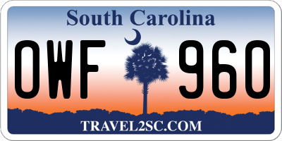 SC license plate OWF960