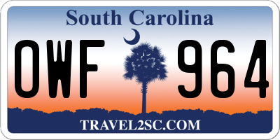 SC license plate OWF964
