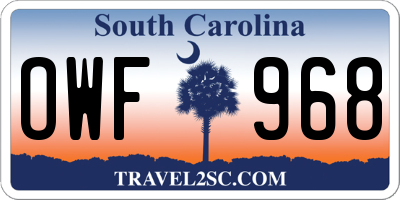 SC license plate OWF968