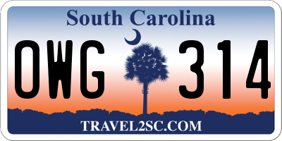 SC license plate OWG314