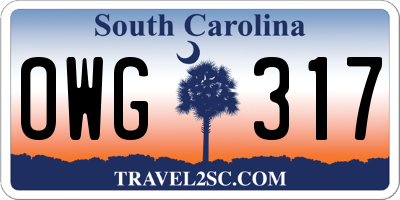 SC license plate OWG317
