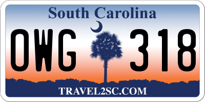 SC license plate OWG318