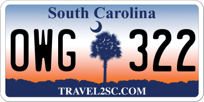 SC license plate OWG322