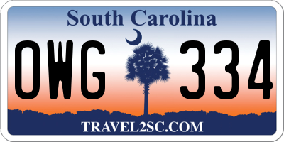 SC license plate OWG334