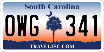 SC license plate OWG341