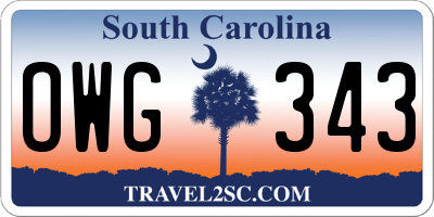 SC license plate OWG343