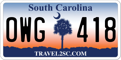 SC license plate OWG418