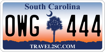 SC license plate OWG444