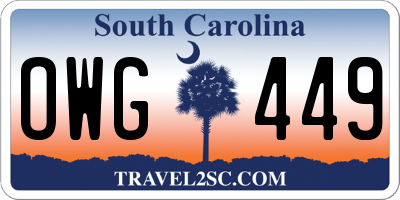 SC license plate OWG449