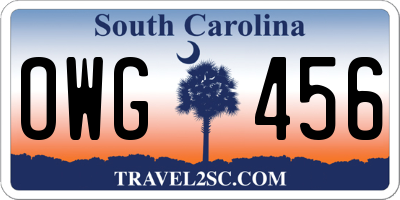 SC license plate OWG456