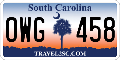 SC license plate OWG458