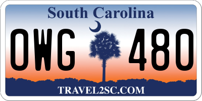 SC license plate OWG480