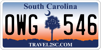 SC license plate OWG546