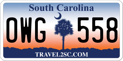 SC license plate OWG558