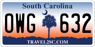 SC license plate OWG632