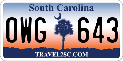 SC license plate OWG643