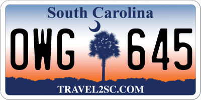 SC license plate OWG645
