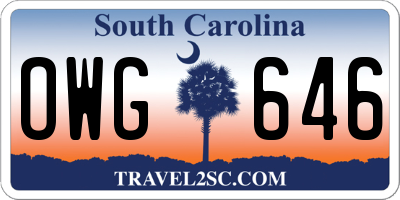 SC license plate OWG646