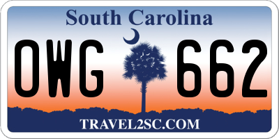 SC license plate OWG662