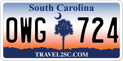 SC license plate OWG724
