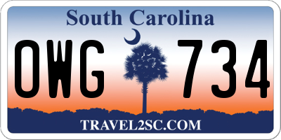 SC license plate OWG734
