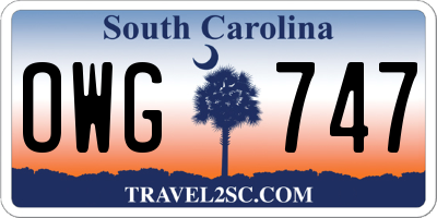 SC license plate OWG747