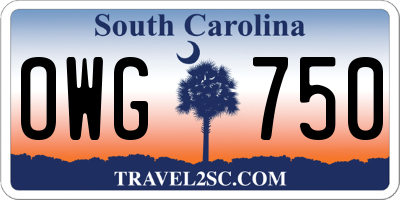 SC license plate OWG750