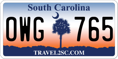 SC license plate OWG765