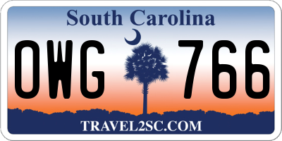 SC license plate OWG766