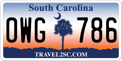 SC license plate OWG786