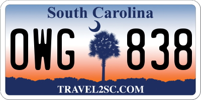 SC license plate OWG838