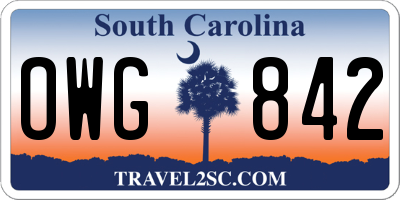 SC license plate OWG842