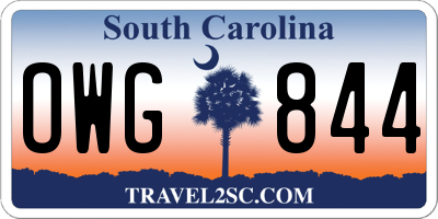 SC license plate OWG844