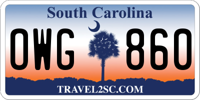 SC license plate OWG860