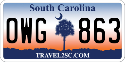 SC license plate OWG863