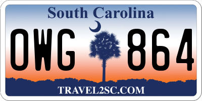 SC license plate OWG864