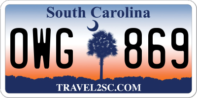 SC license plate OWG869