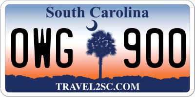 SC license plate OWG900