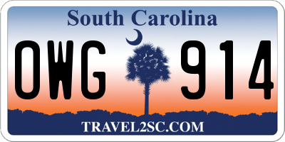 SC license plate OWG914
