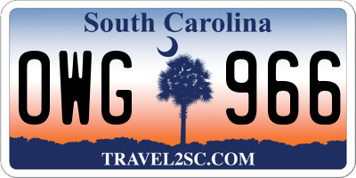 SC license plate OWG966